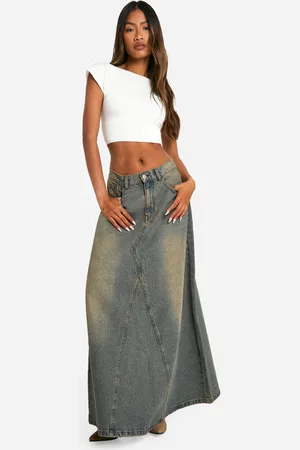 Boohoo Jupe Longue Délavée En Jean