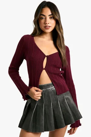 Boohoo Cardigan Côtelé À Bouton Contrastant