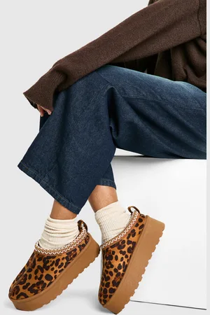 Boohoo Mules Confort Brodées À Plateforme Et Imprimé Léopard