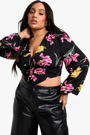 Boohoo Grande Taille,Corset Long Fleuri À Manches Bouffantes