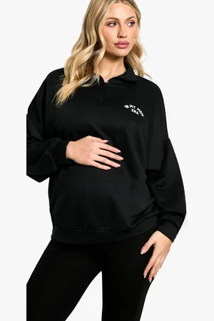Boohoo Maternité,Pull De Grossesse À Col Zippé Et Slogan