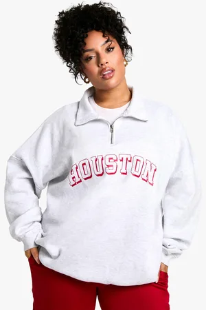 Boohoo Grande Taille,Sweat Oversize À Col Zippé Et Slogan Houston