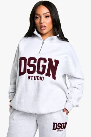 Boohoo Grande Taille,Sweat Oversize À Col Zippé En Tissu Éponge