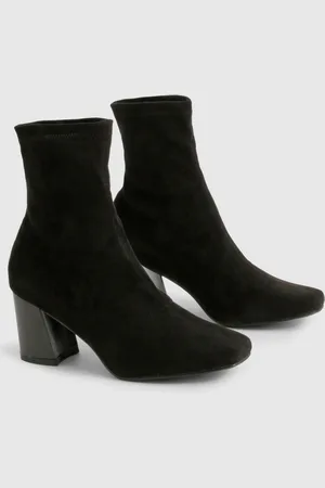 Boohoo Bottines Chaussettes À Talon Évasé,Pointure Large
