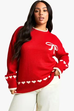 Boohoo Grande Taille,Pull De Noël Oversize À Nœud