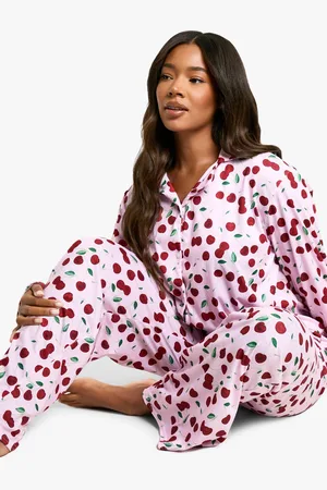 Boohoo Grande Taille,Ensemble De Pyjama Long À Imprimé Cerise