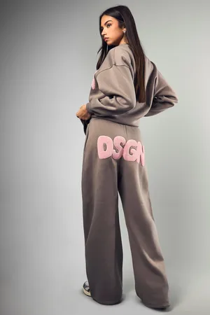 Boohoo Jogging Droit En Tissu Éponge À Slogan Dsgn