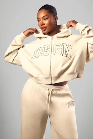 Boohoo Grande Taille,Sweat À Capuche Zippé À Imprimé Dsgn Studio
