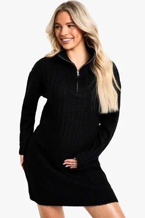 Boohoo Maternité,Robe De Grossesse Oversize Côtelée À Col Zippé