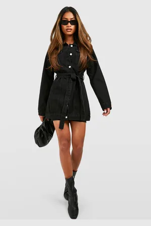 Boohoo Robe Chemise En Jean À Ceinture