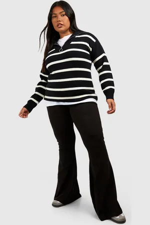 Boohoo Grande Taille,Pantalon Flare Basique En Coton