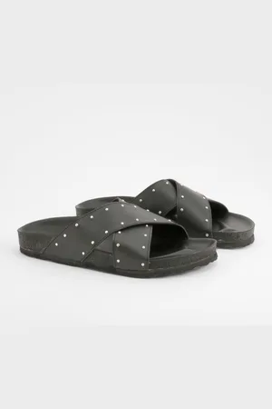 Boohoo Claquettes Croisées Cloutées,Pointure Large