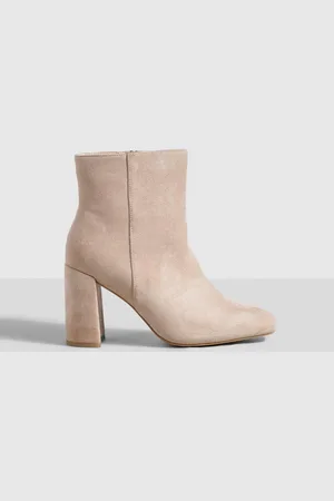 Boohoo Bottines En Synthétique À Talon Carré,Pointure Large