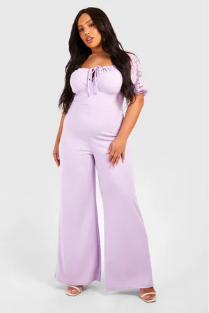 Boohoo Grande Taille,Combinaison Large En Dentelle À Manches Bouffantes