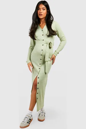 Boohoo Maternité,Robe De Grossesse Longue Boutonnée