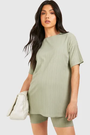 Boohoo Maternité,Ensemble De Grossesse Oversize Côtelé Avec Short Cycliste