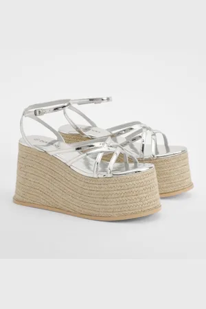 Boohoo Sandales Compensées À Plateforme Et Brides Multiples,Gris