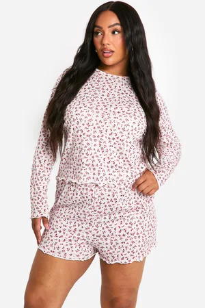 Boohoo Grande Taille,Ensemble Avec Top Fleuri Et Short