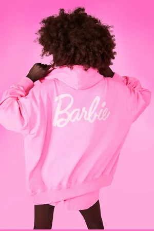 Boohoo Barbie,Sweat À Capuche Oversize Zippé Imprimé