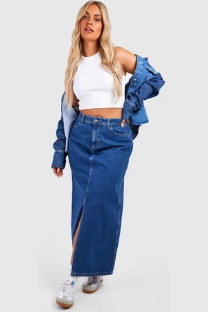 Boohoo Grande Taille,Jupe Longue En Jean