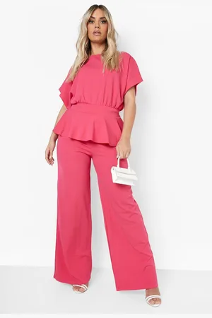 Boohoo Grande Taille,Ensemble Top Péplum Et Pantalon Large