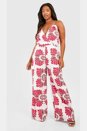 Boohoo Grande Taille,Combinaison Large À Imprimé Abstrait