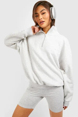 Boohoo Ensemble Avec Sweat Oversize Zippé Et Short Cycliste