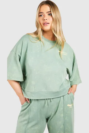 Boohoo Grande Taille,Sweat Délavé À Manches Courtes