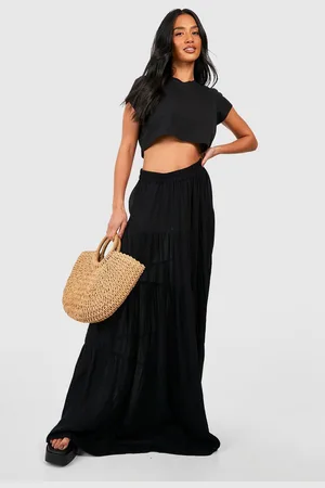 Boohoo "Petite",Jupe Longue À Volants Étagés