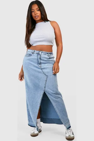 Boohoo Grande Taille,Jupe Longue Fendue En Jean