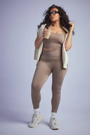 Boohoo Grande Taille,Legging Côtelé Sans Coutures