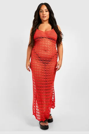 Boohoo Grande Taille,Robe Longue De Plage En Crochet