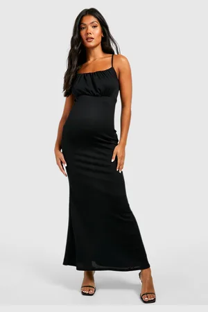 Boohoo Maternité,Robe De Grossesse Longue Froncée À Bretelles