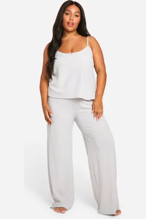 Boohoo Grande Taille,Ensemble De Pyjama Avec Débardeur En Pointelle Et Pantalon