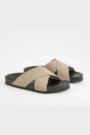 Boohoo Claquettes Croisées Cloutées,Pointure Large