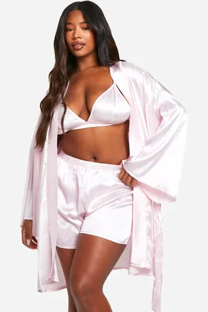 Boohoo Grande Taille,Ensemble De Pyjama Satiné 3 Pièces