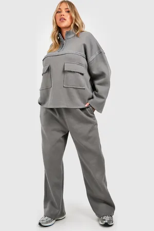 Boohoo Grande Taille,Survêtement Zippé À Bords Bruts