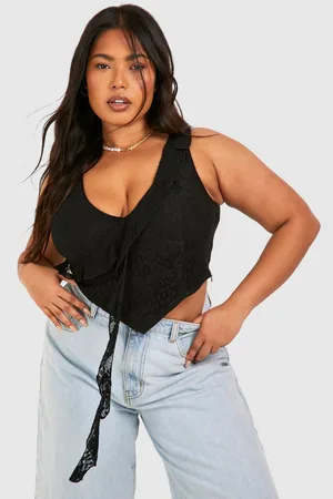 Boohoo Grande Taille,Corset À Volants Et Dentelle