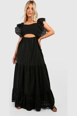 Boohoo Grande Taille,Robe Longue Brodée Découpée