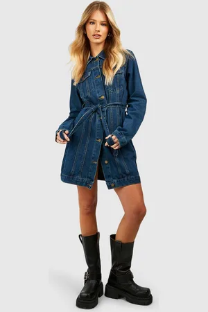 Boohoo Robe Chemise En Jean À Ceinture Style Western