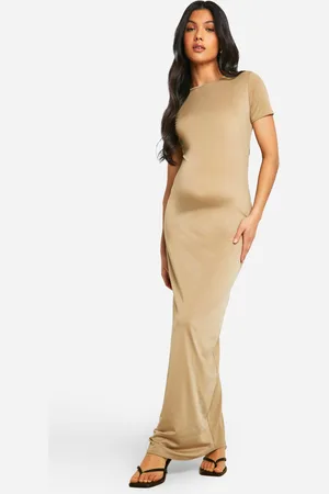 Boohoo Maternité,Robe De Grossesse Longue Premium Soyeuse À Manches Courtes