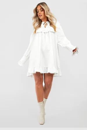 Boohoo Grande Taille,Robe À Volants Et Manches Longues
