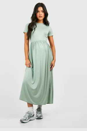 Boohoo Maternité,Robe De Grossesse Longue Volantée En Jersey
