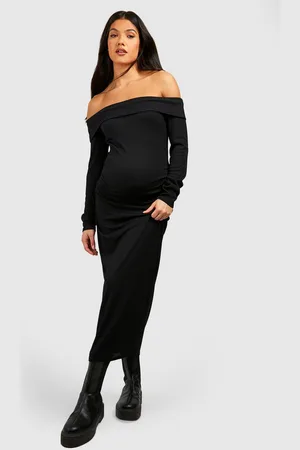 Boohoo Maternité,Robe De Grossesse Côtelée À Col Bateau