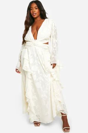 Boohoo Grande Taille,Robe Longue Texturée À Découpes