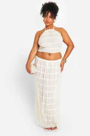 Boohoo Grande Taille,Jupe Longue Froncée