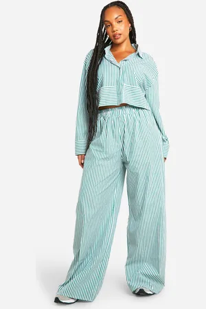 Boohoo Grande Taille,Ensemble En Popeline À Rayures Contrastantes