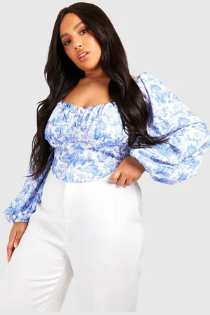 Boohoo Grande Taille,Corset Froncé À Imprimé Porcelaine