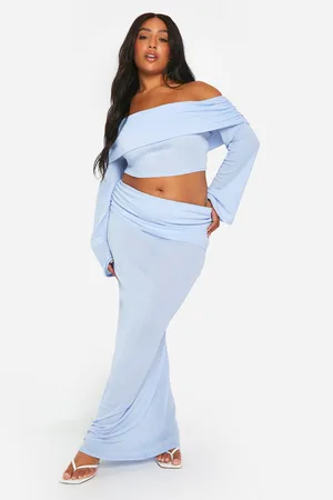 Boohoo Grande Taille,Ensemble Avec Top À Épaules Dénudées Et Jupe Longue