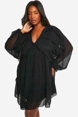 Boohoo Grande Taille,Robe Babydoll À Volants En Maille
